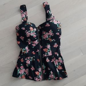 Zip front floral